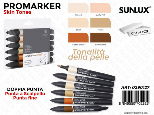 Promarker Brush T. della Pelle Doppia Punta 6PCS