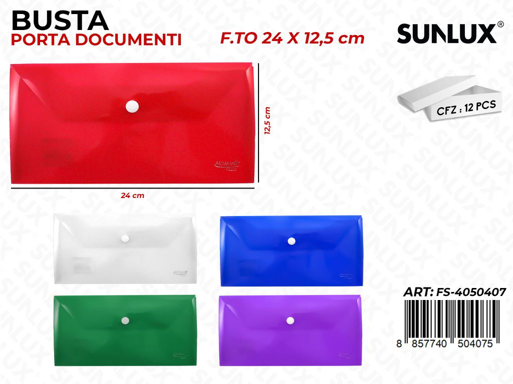BUSTA PORTA DOCUMENTI ASS. 24*12.5CM