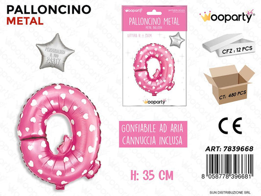 Palloncino Metal Rosa c/Cuore Let. Q 35CM