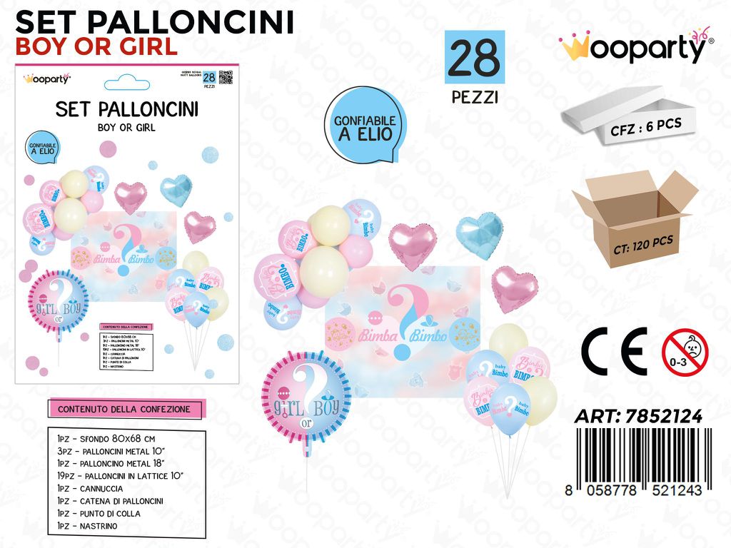 Wooparty Set Palloncini Boy Or Girl 28PCS Ass.