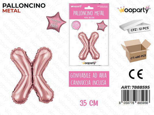 Palloncino Metal Oro Rosa 35CM Let. X