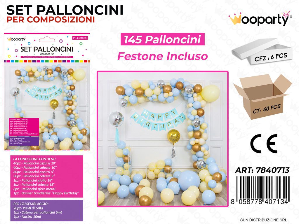 Set Palloncini per Comp. 145PCS Ass.