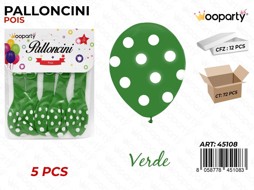 Palloncini Verde Pois 10 5PCS