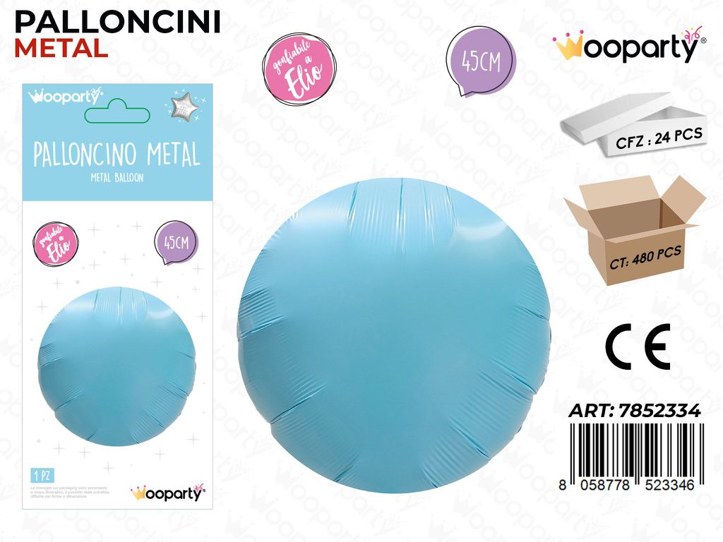 Wooparty Palloncino Metal Tondo Cel. 45CM