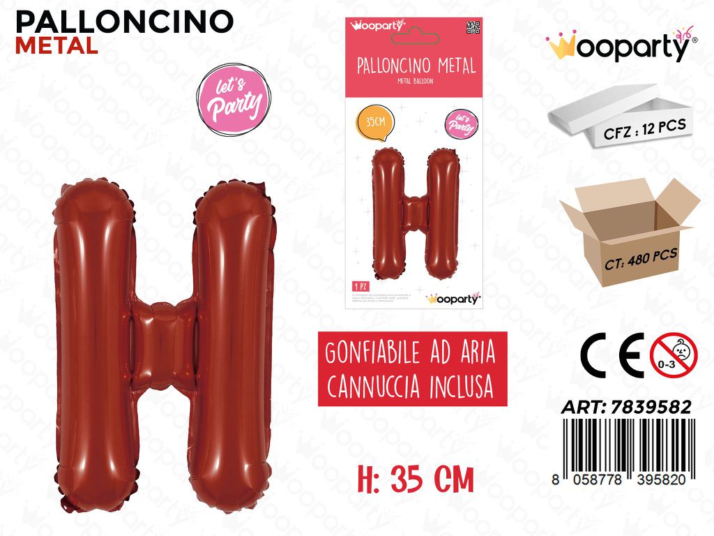 Palloncino Rosso Metal 35CM L. H