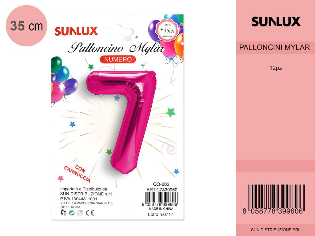 Palloncino Mylar Fucsia Numerali 7