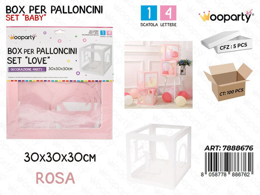Wooparty Box Pallonc. Love Rosa 30*30*30CM
