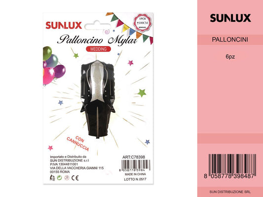 Palloncino Mylar Wedding 100 Cm/Pz da 6 12