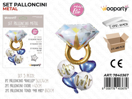 Set Palloncini Metal Matrimonio 5PCS