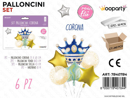 Set Palloncini Corona Celeste 6PCS Ass.