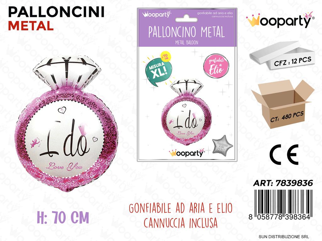 Palloncini Metal Diamante Rosa 70CM /Pz da 6/12