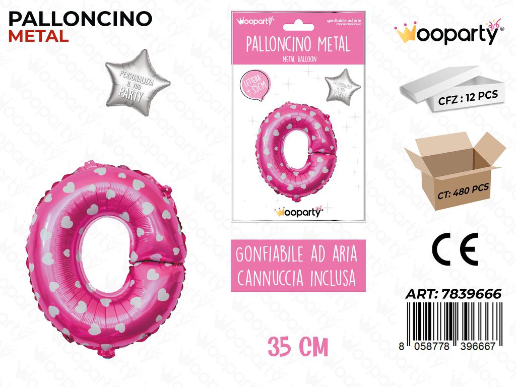 Palloncino Metal Rosa c/Cuore Let. o 35CM