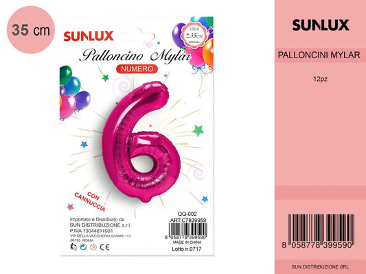Palloncino Mylar Fucsia Numerali 6