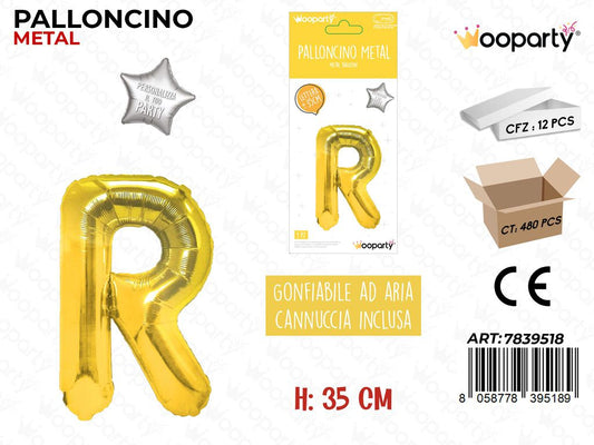 Palloncino Oro Metal Let. R 35CM