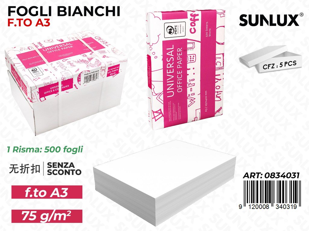 Carta Universal Office F.to A3 75GR 500PCS
