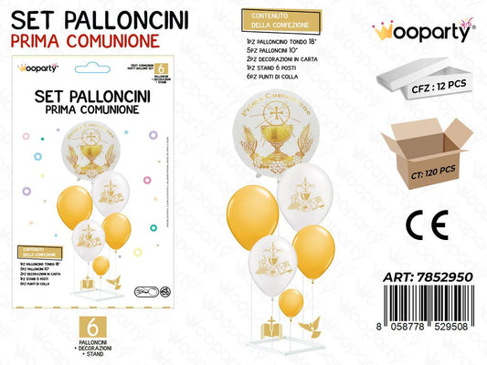 Set Palloncini c/ Stand Comunione 6PCS Ass. / Pz da 12