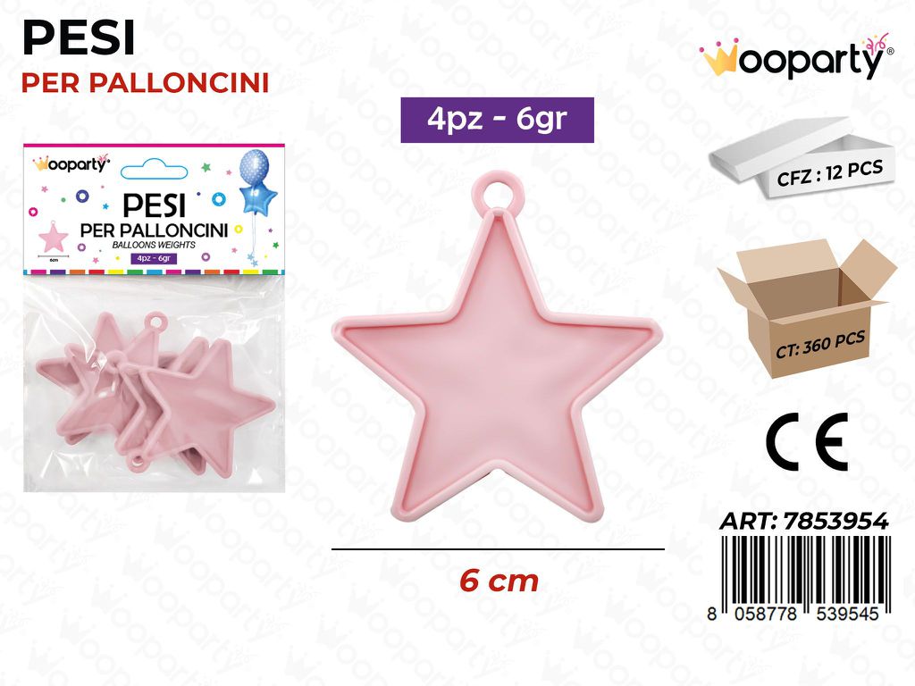 Pesi per Palloncini Stella Rosa 4PCS 6GR