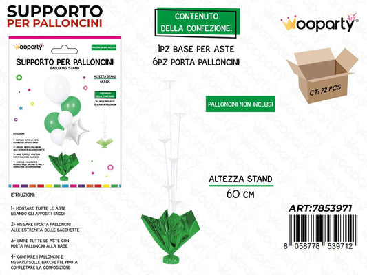 Wooparty Supporto Palloncini Verde 60CM