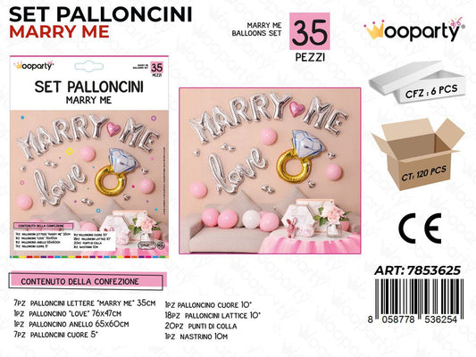 Set Palloncini Marry Me Love 35PCS Ass.