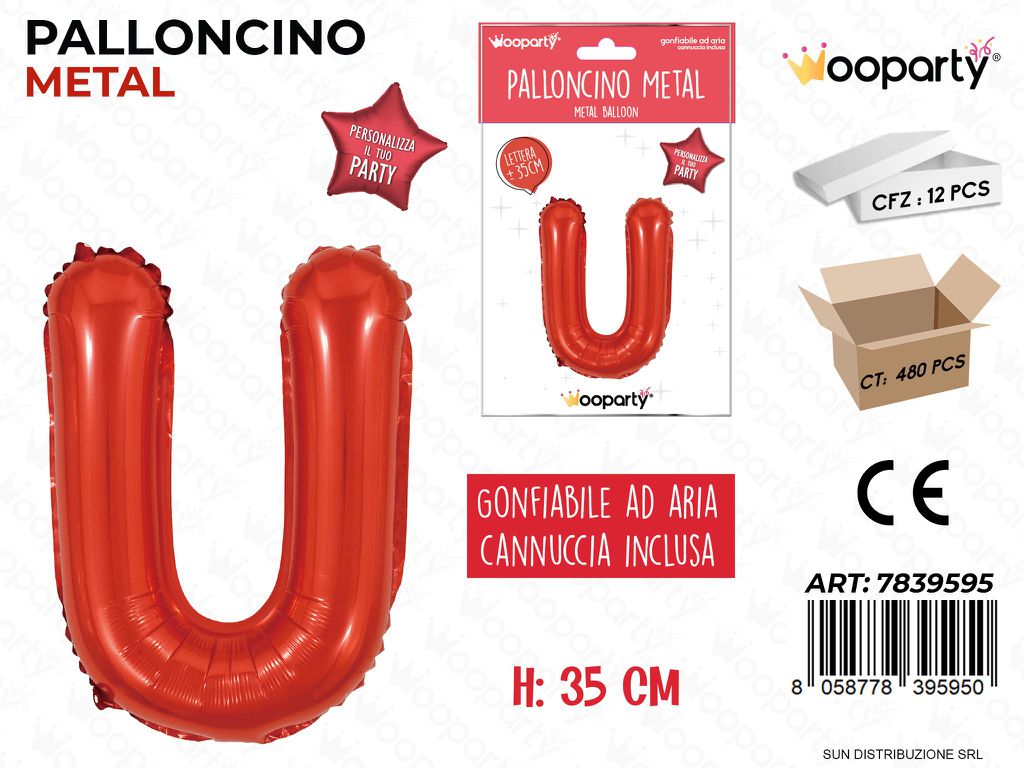 Palloncino Rosso Metal 35CM L. U