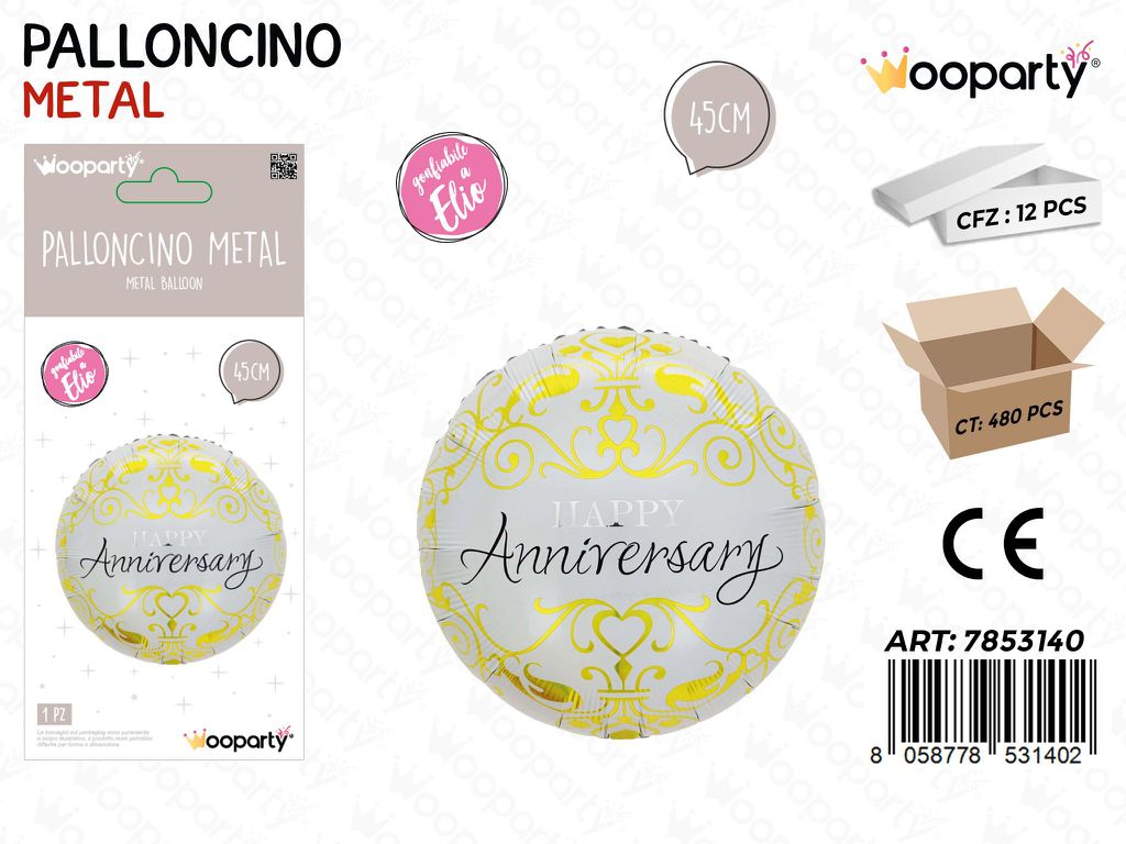 Wooparty Palloncino Happy Anniversary 45CM