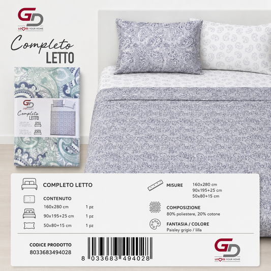 Set Di Lenzuola Singolo 160X280+90X200+50X80 Ah752 Cw2-Ltm