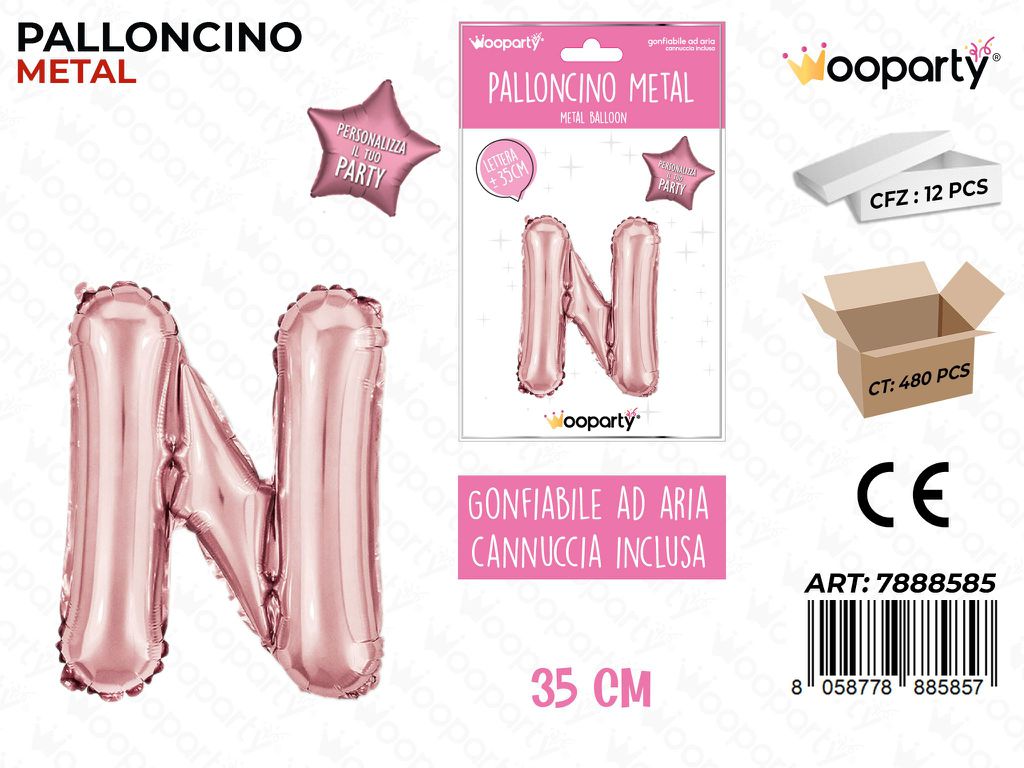 Palloncino Metal Oro Rosa 35CM Let. N