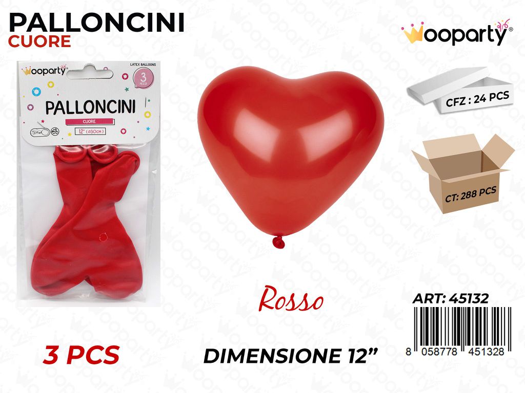 Palloncini Cuore ROSSO12 3PCS