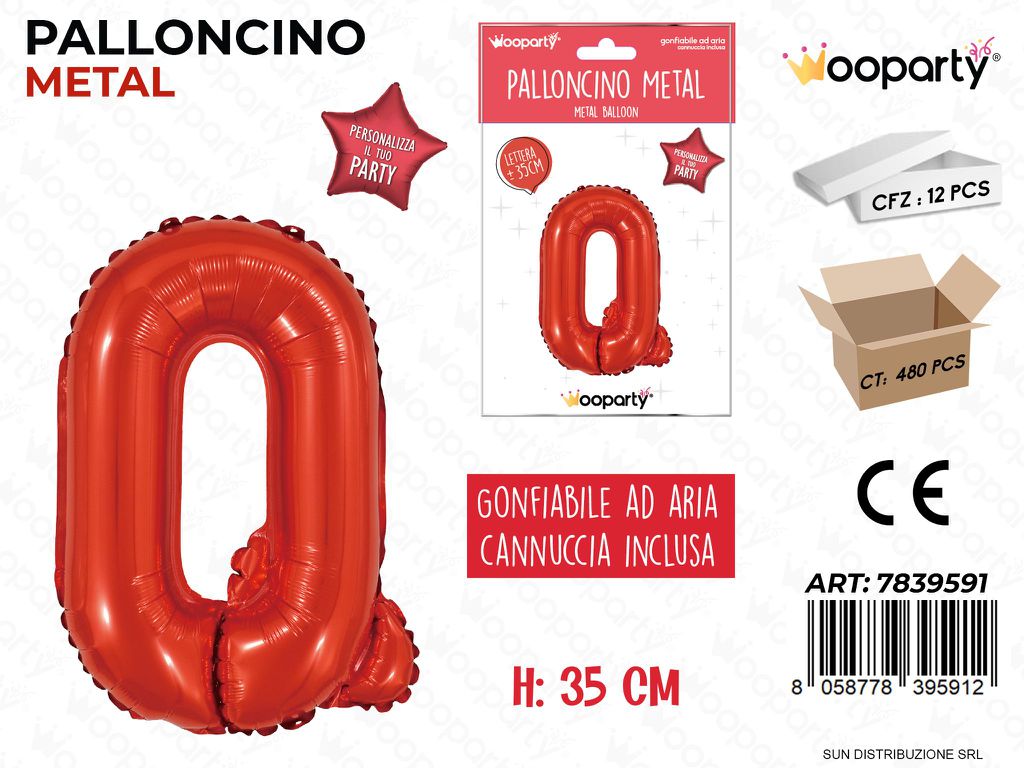 Palloncino Rosso Metal 35CM L. Q