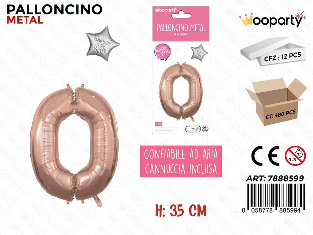 Palloncino Metal Oro Rosa 35CM N. 0