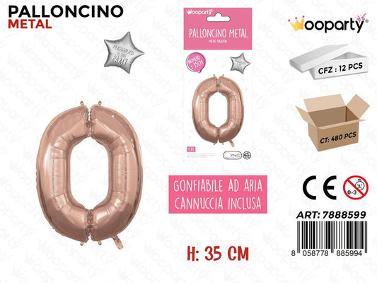 Palloncino Metal Oro Rosa 35CM N. 0