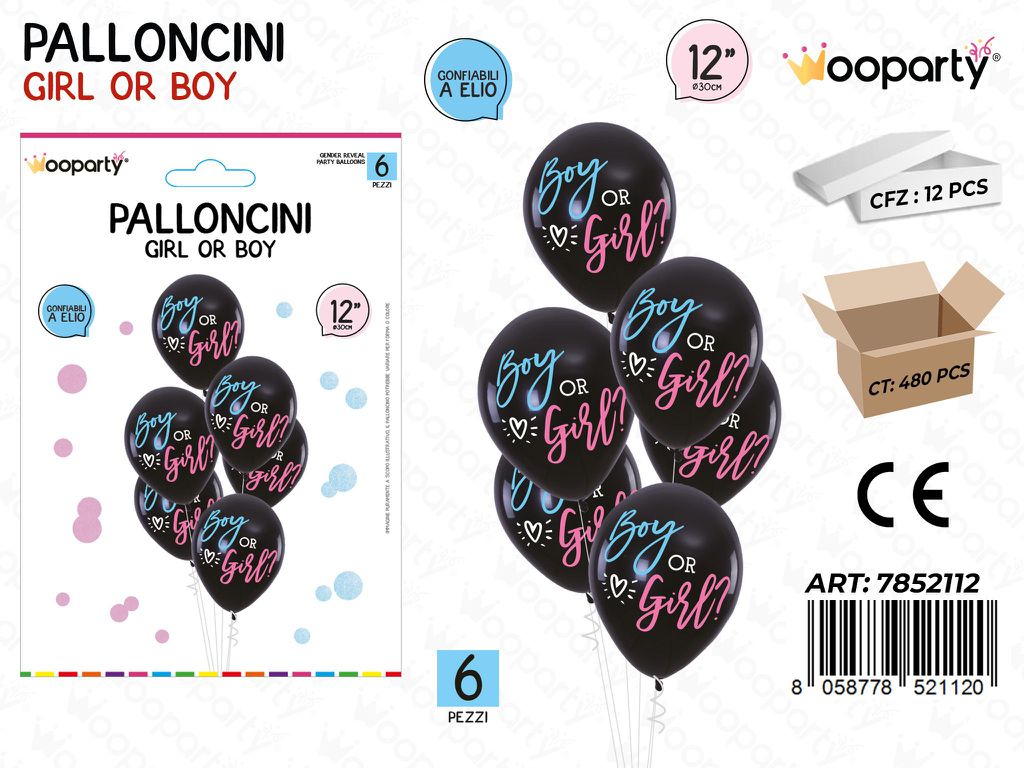 Wooparty Palloncini Boy Or Girl 6PCS 30CM