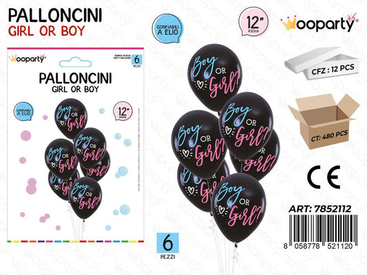 Wooparty Palloncini Boy Or Girl 6PCS 30CM