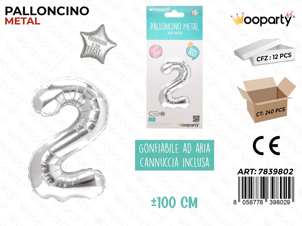 100CM Palloncino Mylar Arg Num. 2