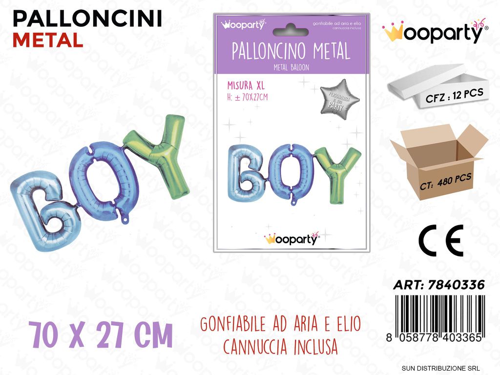 Palloncini Metal Boy Cel. 70*27CM Xl