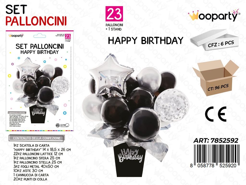 Wooparty Set Palloncini H. Birthday 23PCS