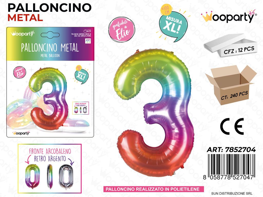 Palloncino Metal M.color N.3 100CM