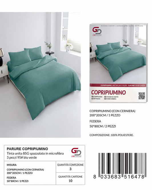 Parure Copripiumino Copripiumino+2 Federe Cuscino 200*205Cm 50*80+20Cm
