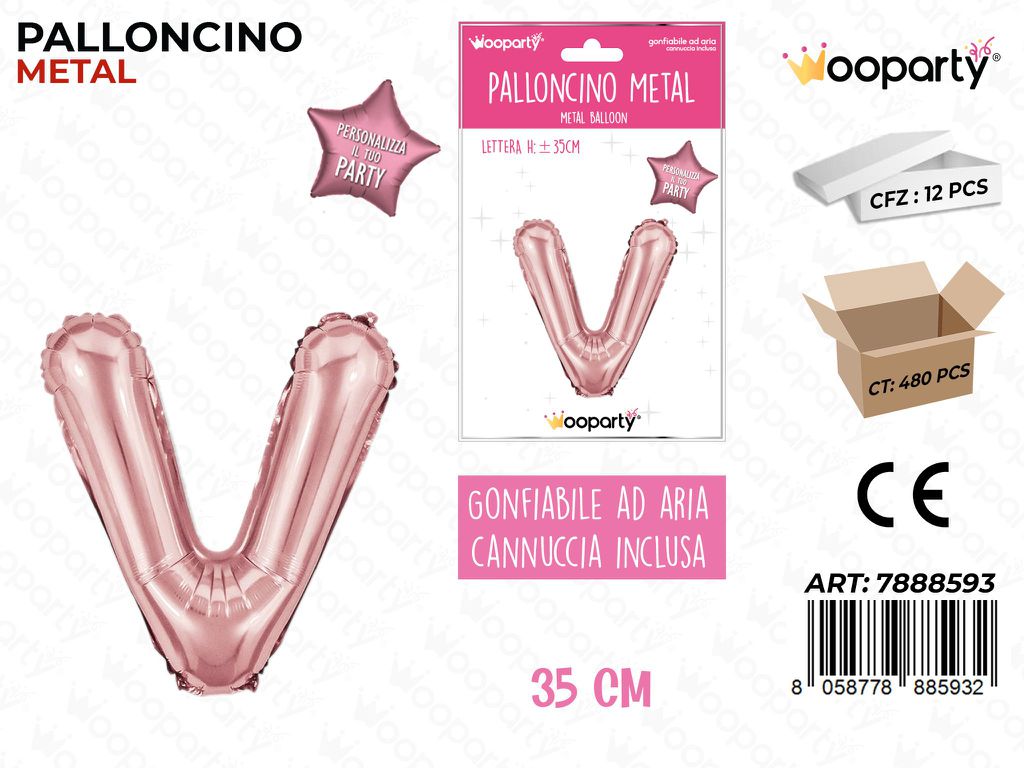 Palloncino Metal Oro Rosa 35CM Let. V