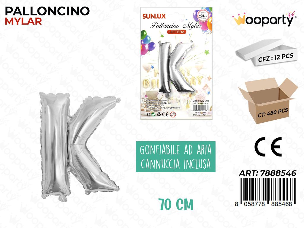 Palloncino Metal Arg. Let. K 70CM