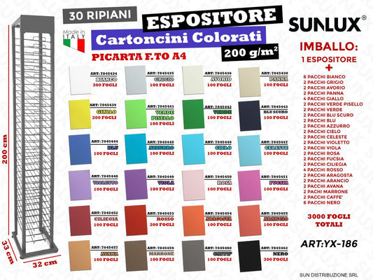 Esp. Cartoncini F.to A4 24COL. 30 Ripiani 3000FF