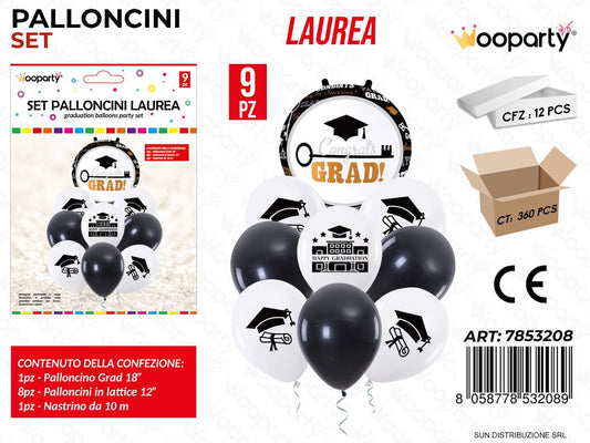 Set Palloncini Laurea 9PCS Ass.