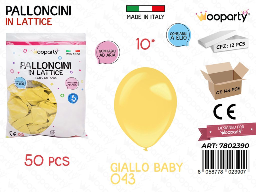 Wooparty Palloncini Lattice Giallo Baby 10 50PCS