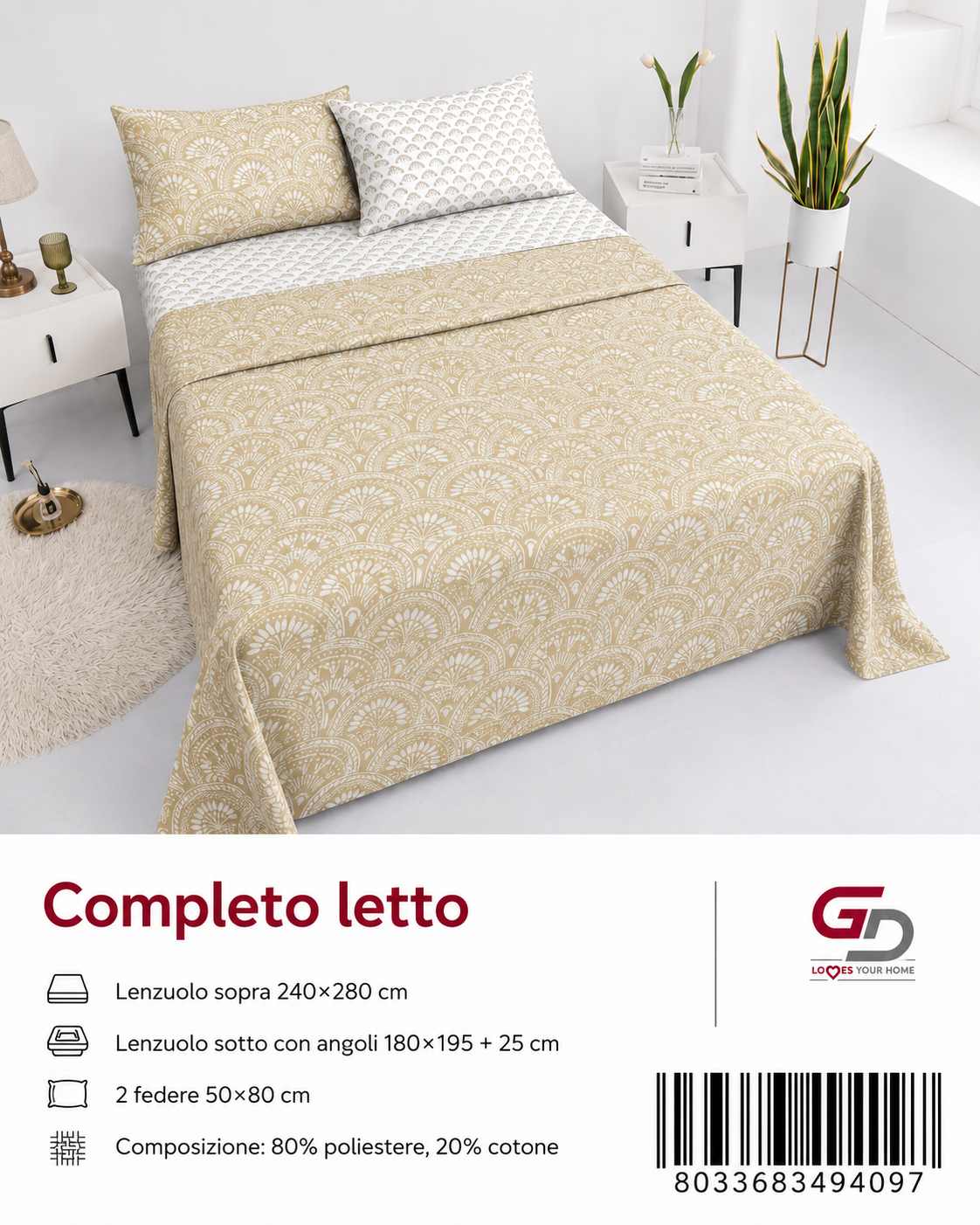 Set Di Lenzuola Matrimoniale 240X280+180X200+5080 Mz 157-Ltm