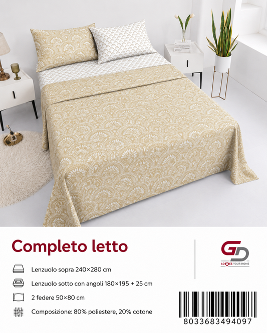 Set Di Lenzuola Matrimoniale 240X280+180X200+5080 Mz 157-Ltm