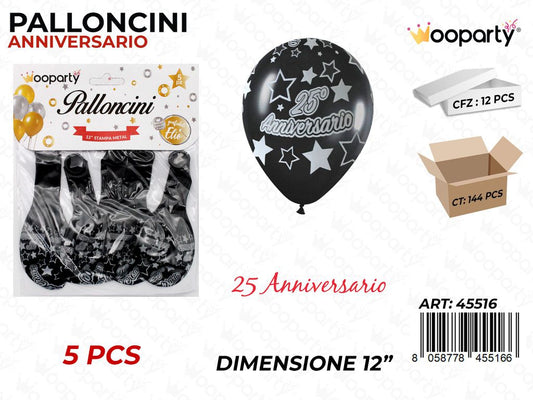 Palloncini 25 Anniversario 12 -5PCS