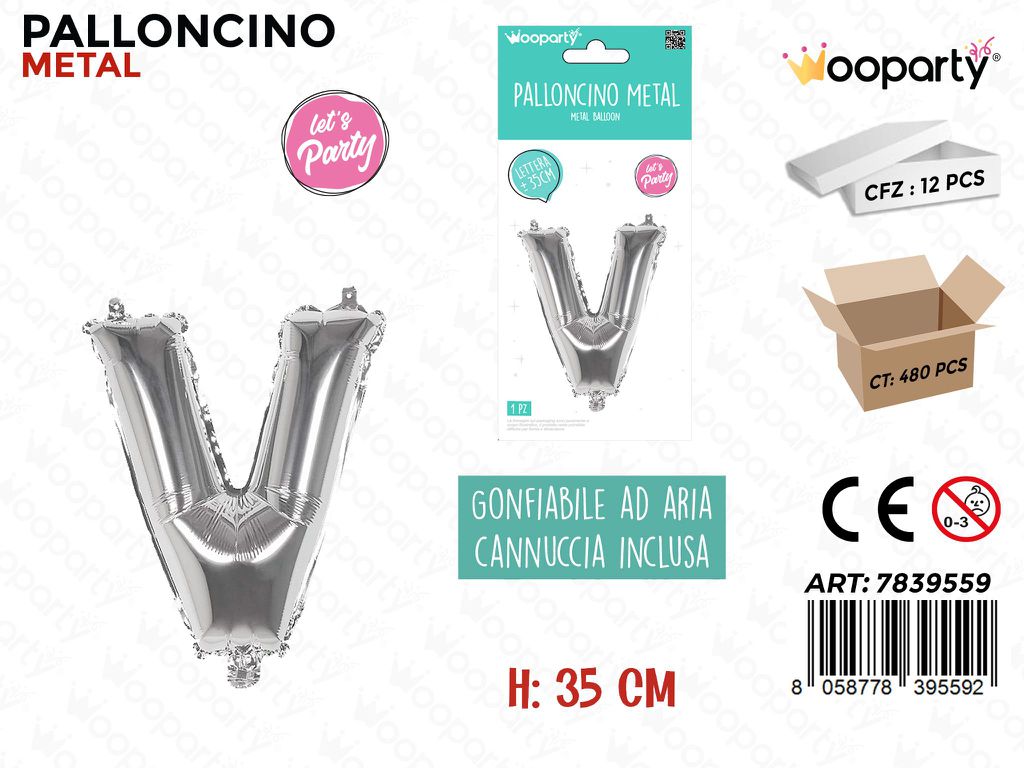 Palloncino Argento Metal 35CM L. V