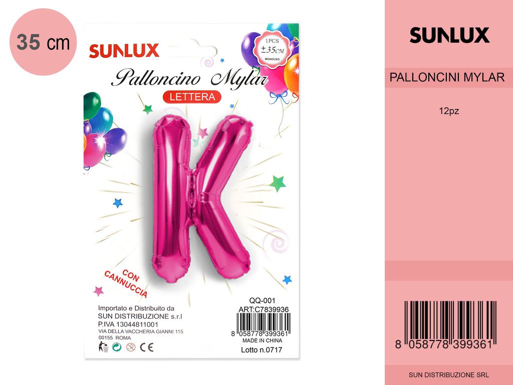 Palloncino Mylar Fucsia Lettera K