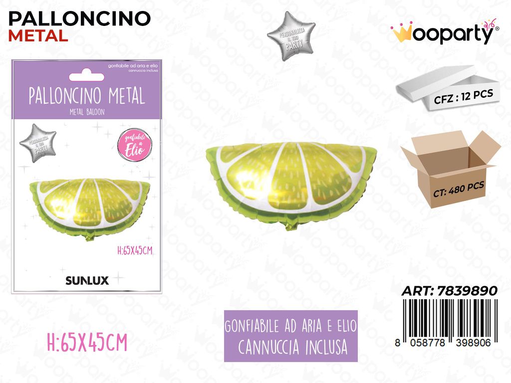 Palloncino Metal Spicchio Limone 65*45CM