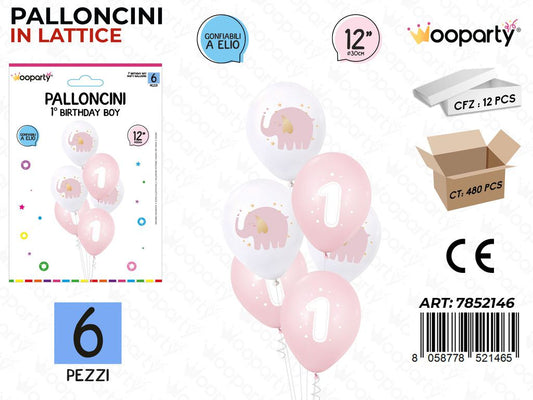 Wooparty Palloncini One Girl 6PCS 30CM